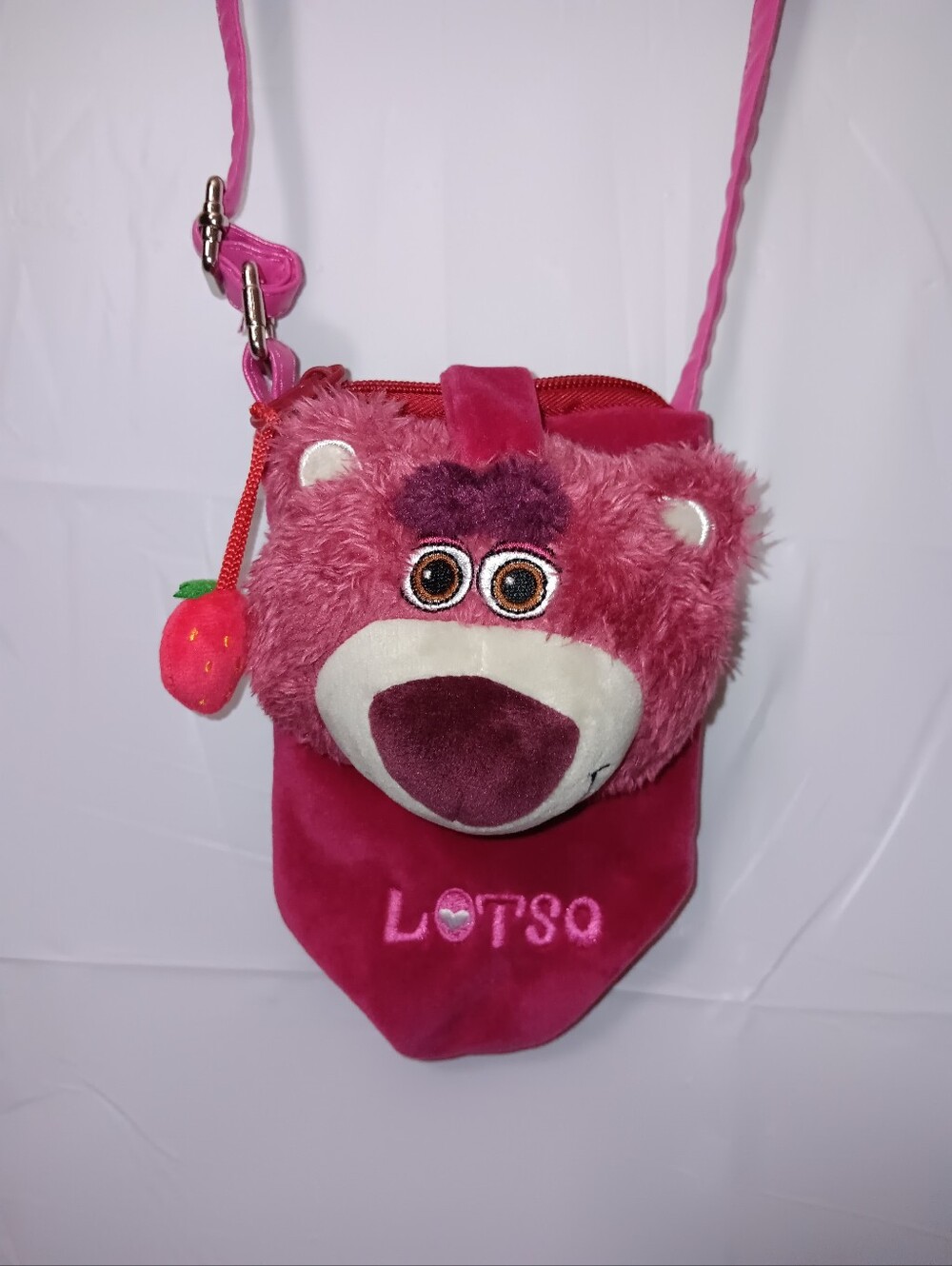 LOTSO TOY STORY PLUSH FACE STRAWBERRY CHARM CROSSBODY BAG